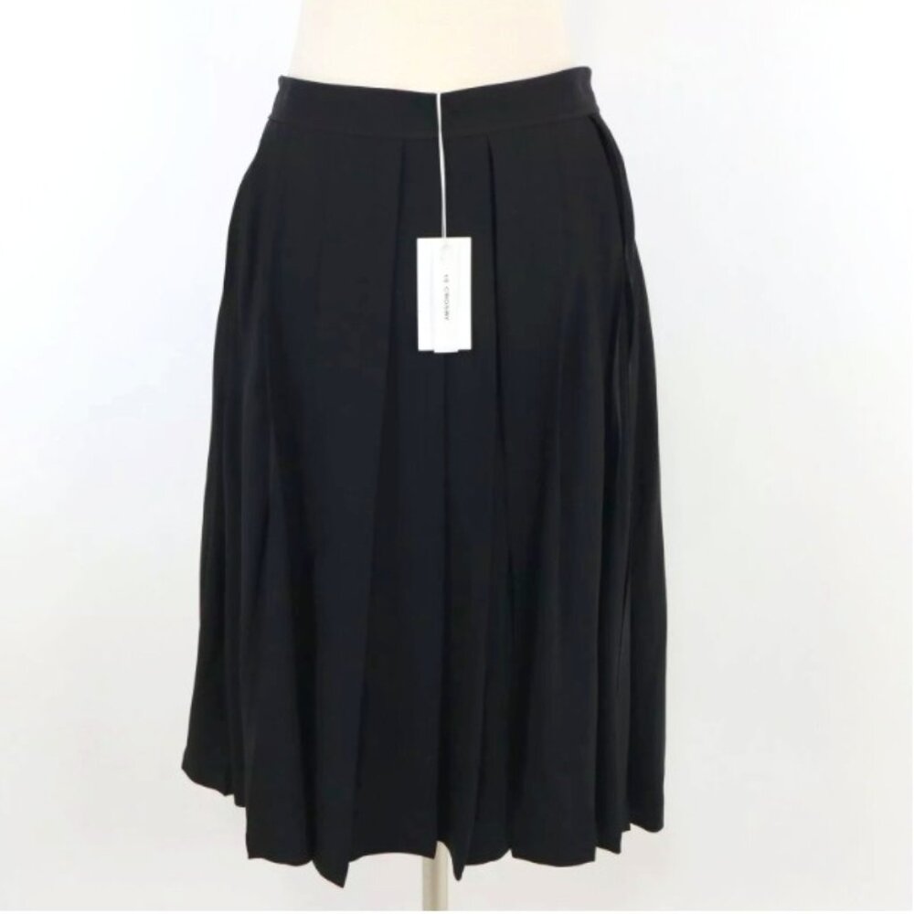 Derek Lam 10 Crosby Midi Skirt Black Pleated Double Slits Size 10 New